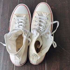 Converse All Stars White High-Top Sneakers with Red Accents